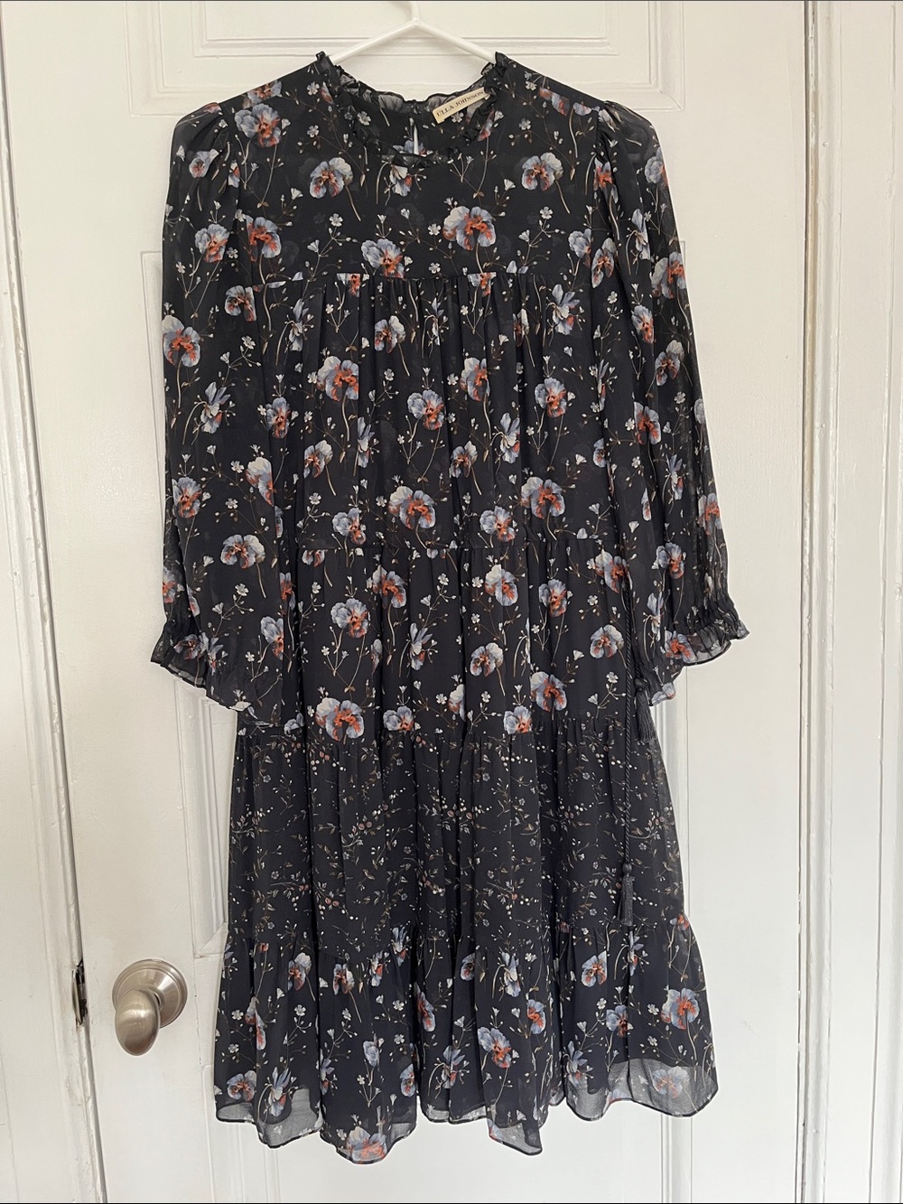 Ulla Johnson Floral Tiered Blue Midi Dress